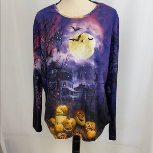 Women’s Gloria Vanderbilt Purple Halloween Long Sleeve Tee Size XXL
